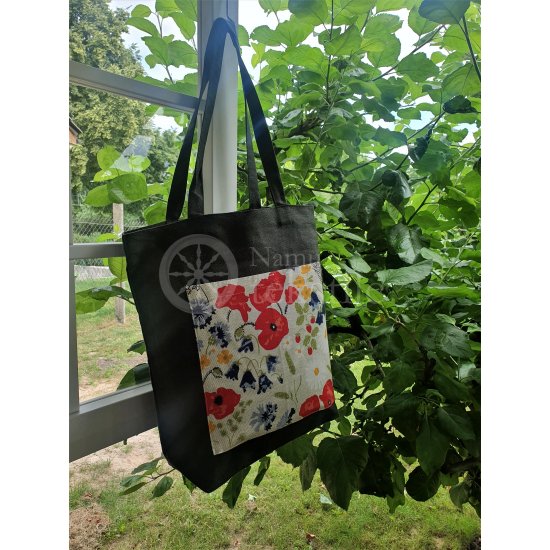 Printed semi-linen shopping bag "Poppy"